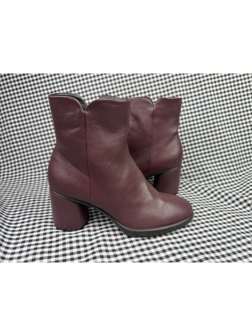 ECCO Sculpted LX 55 Fig Purple Leather Block Heel Ankle Boots EU 38 US 7.5